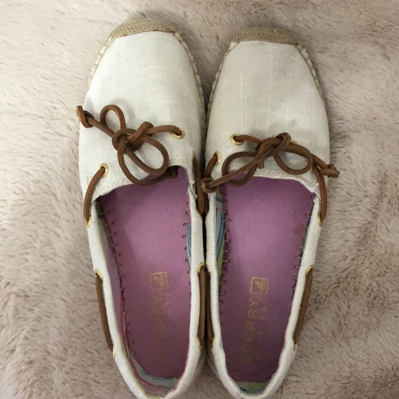 Sperry Women’s Katama Canvas Shoes, Size 8, Ivory/Light cream, jute-wrapped sole - Picture 3 of 7